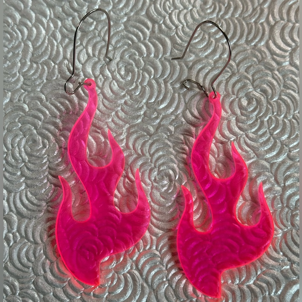 Hot pink flame earrings